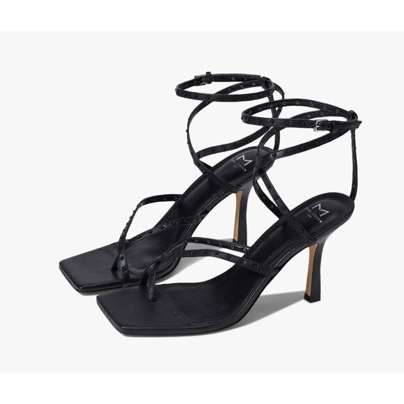 Marc Fisher LTD Dallin Black Strappy Studded Heeled Sandals Size 9M - Picture 1 of 8